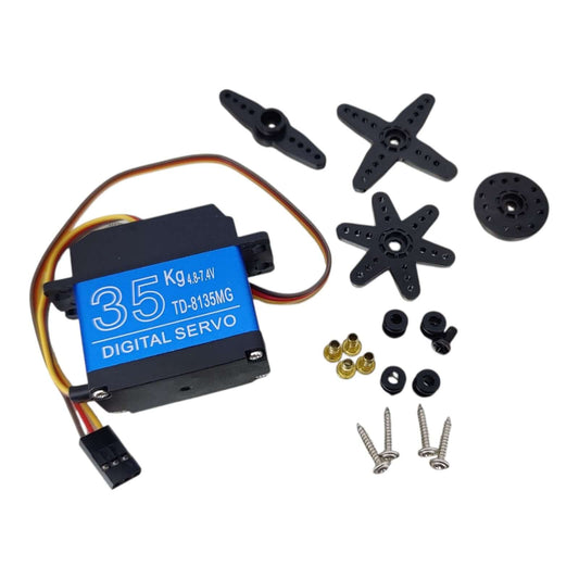 35kg High-Torque TD-8135MG Digital Servo with accessories for robotics and RC projects.