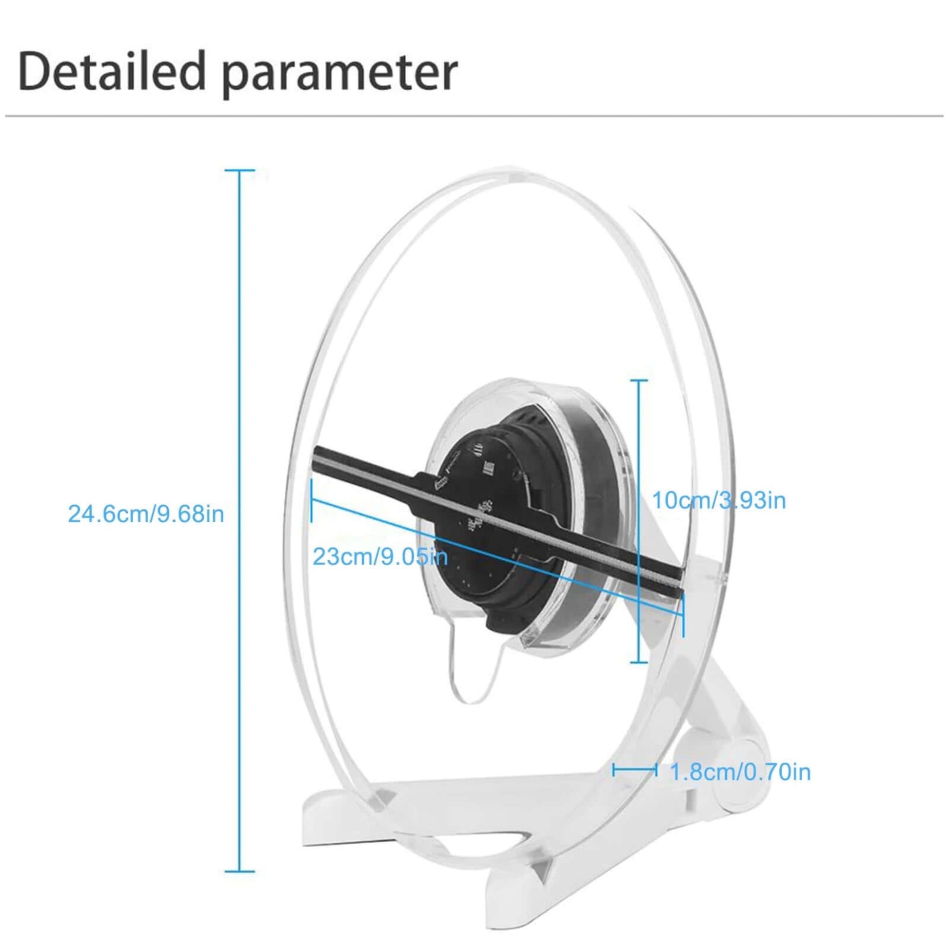 25CM 3D Holographic Fan Screen Rotating Display for Advertising dimensions and detailed parameters.