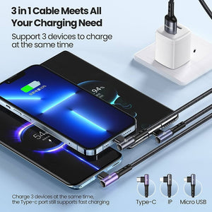 66W 3-in-1 Charging Cable