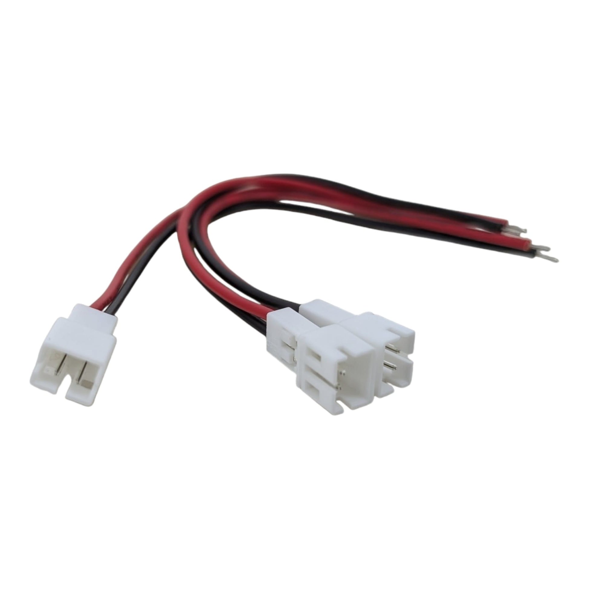 3.0mm 2-Pin 母座接頭及26AWG紅白黑電源線特寫。深水埗老字號電子零件代理，品質穩定可靠。