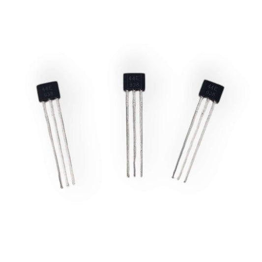 Close-up of 44E Unipolar Hall Effect Sensor, showing "44E 938" marking, essential for precise magnetic detection.