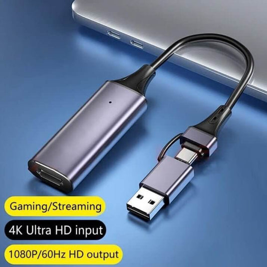 Video capture card for gaming and streaming with 4K HDMI input and 1080P/60Hz HD output.
