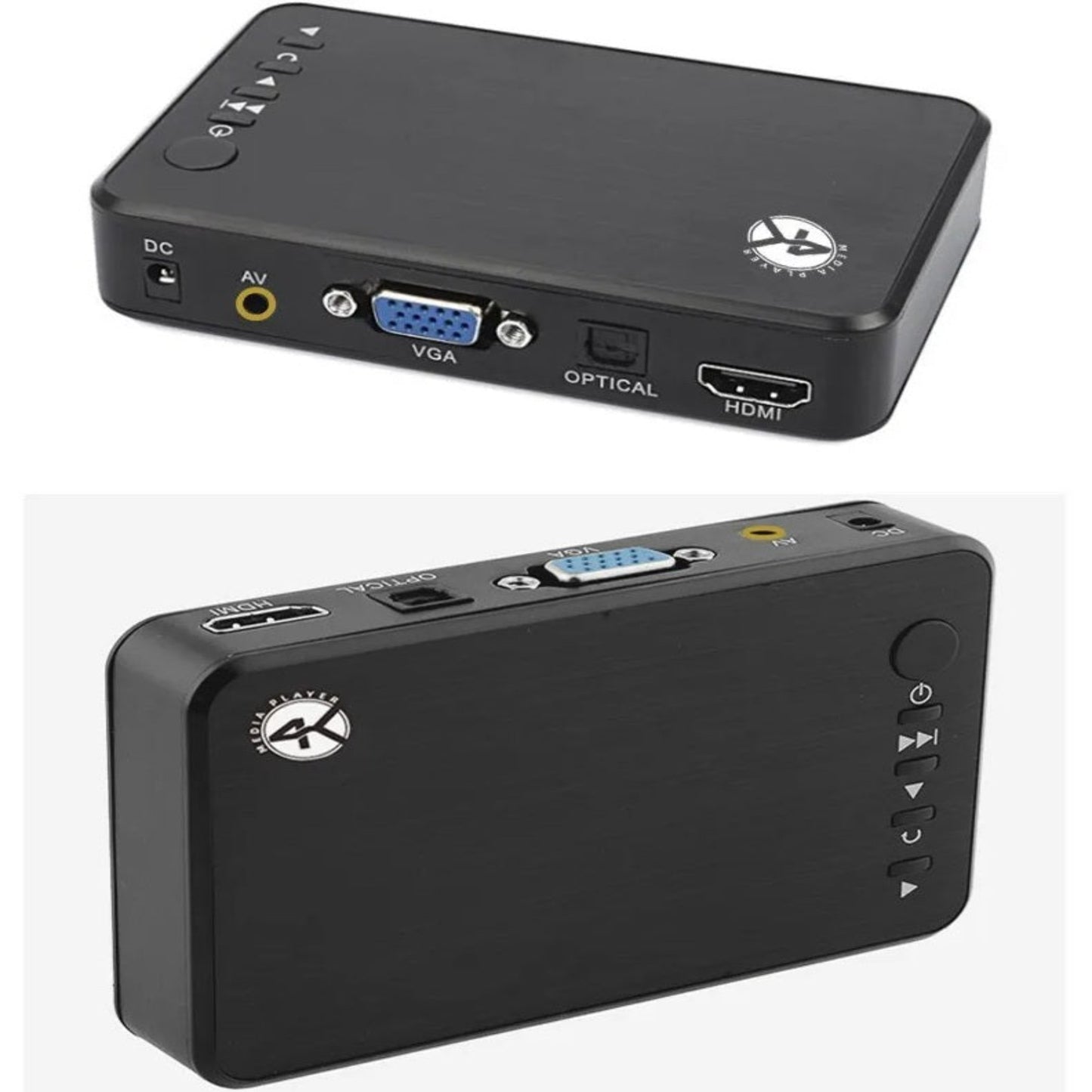 4K Media Player Interface: HDMI, VGA, Optical Audio, and AV Ports