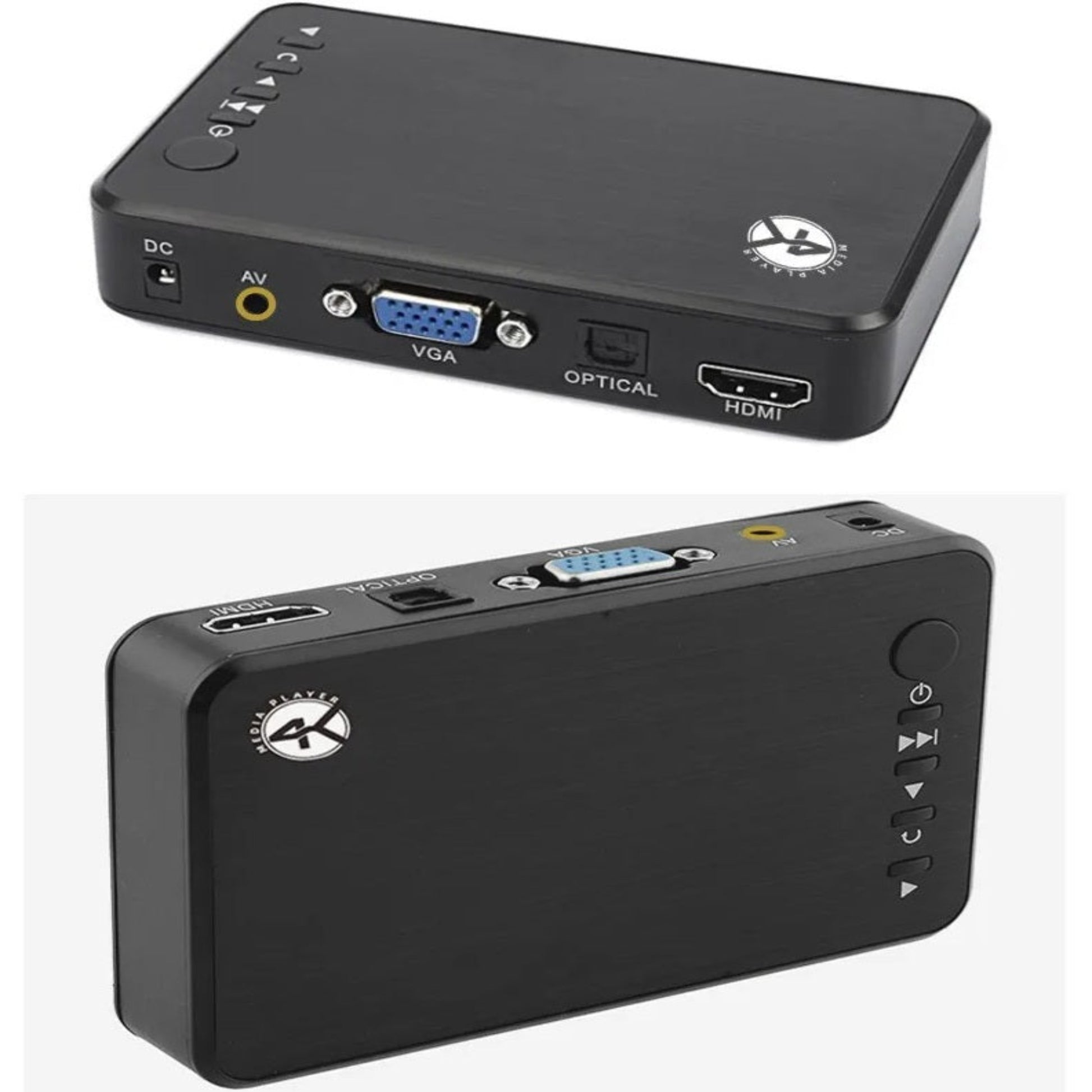 4K Media Player Interface: HDMI, VGA, Optical Audio, and AV Ports