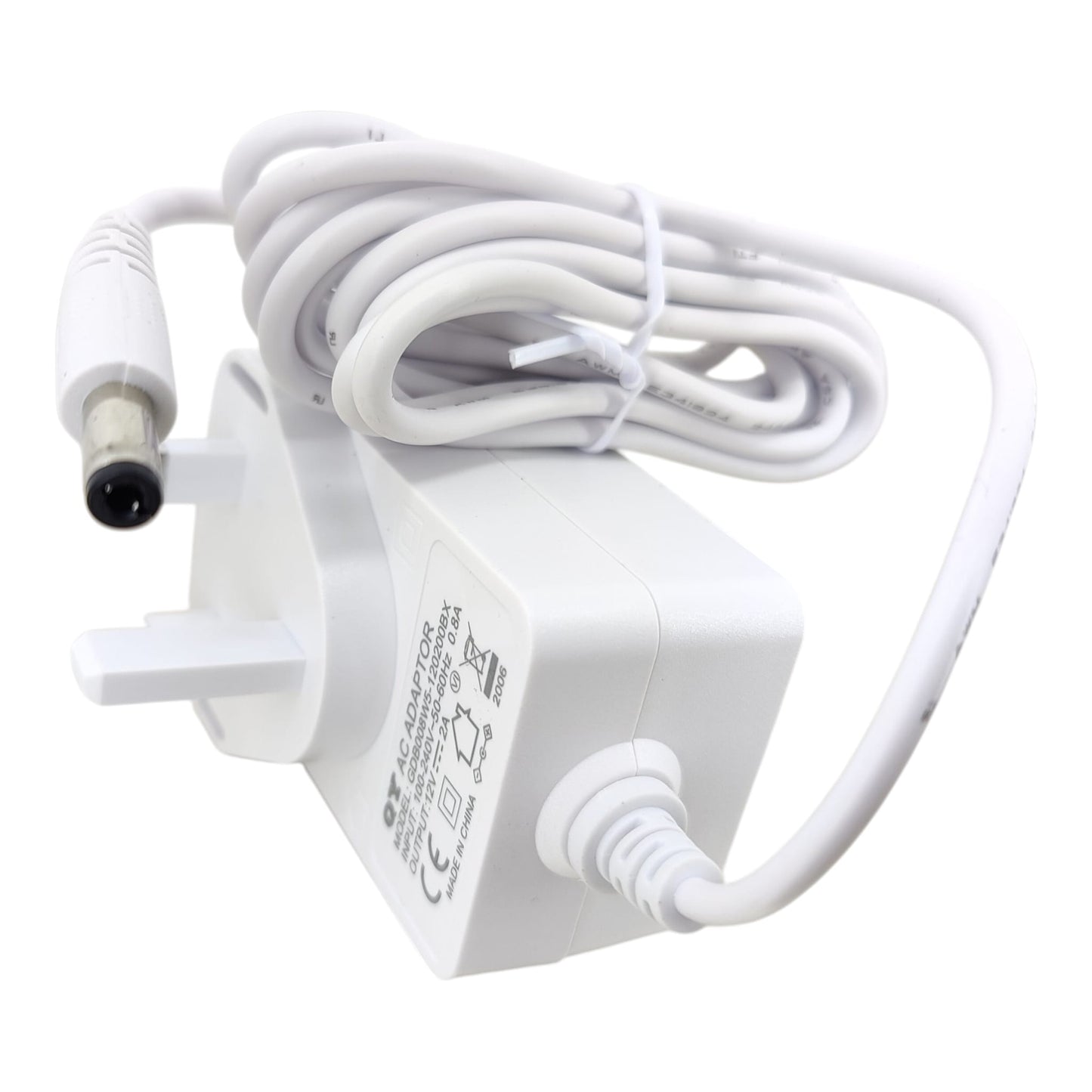 Close up of 5.5mm x 2.1mm DC barrel jack connector.