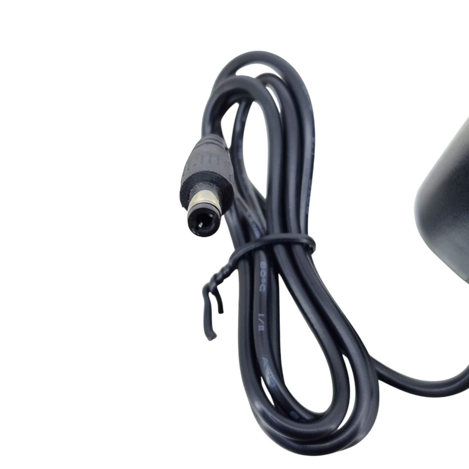 Close-up of the 5.5mm x 2.1mm DC barrel connector tip for the 25V 1A power adapter.