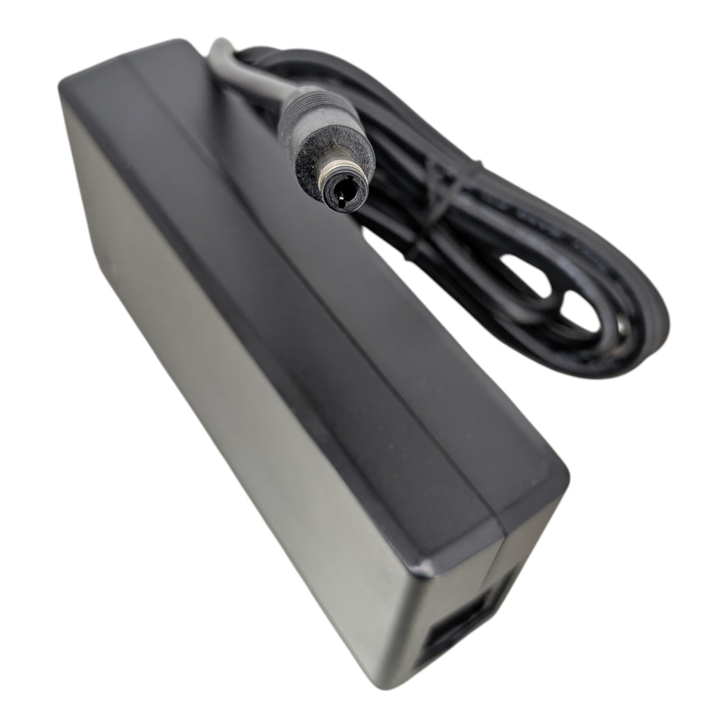 Close-up of the 5.5mm x 2.5mm DC barrel jack on the 12V 5A adapter cable, fully compatible with 2.1mm ports for CCTV and LED strips.