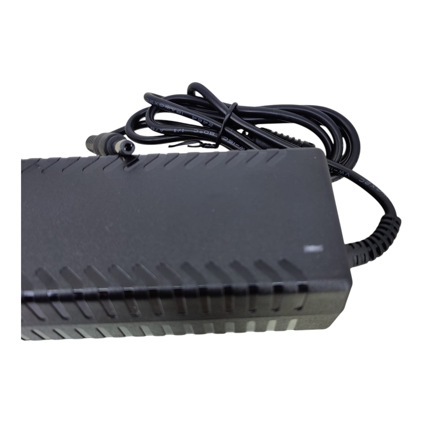 Close up of the standard 5.5mm by 2.1mm DC barrel jack used on the 48V adapter.