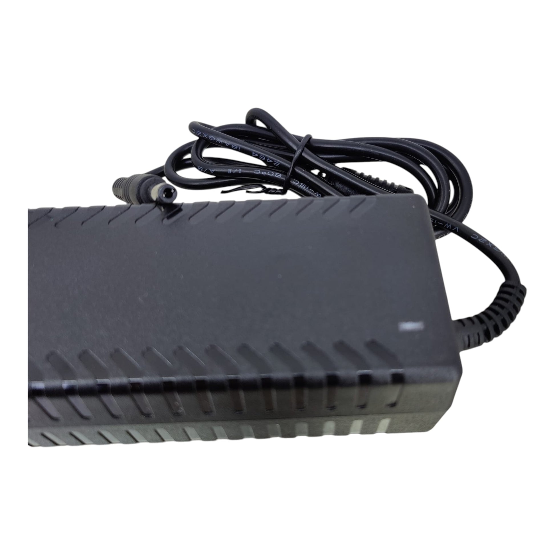 Close up of the standard 5.5mm by 2.1mm DC barrel jack used on the 48V adapter.