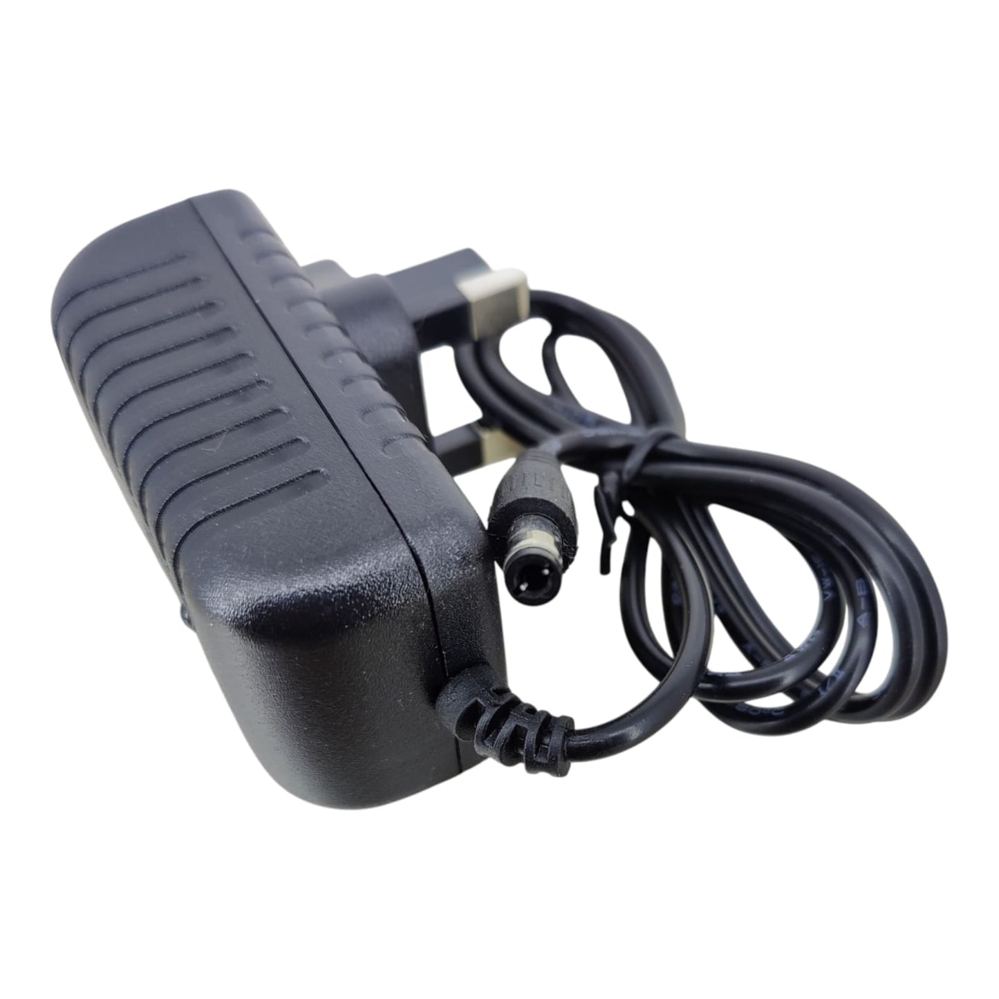 Close-up view of the 5.5mm x 2.1mm center-positive DC barrel plug connector.