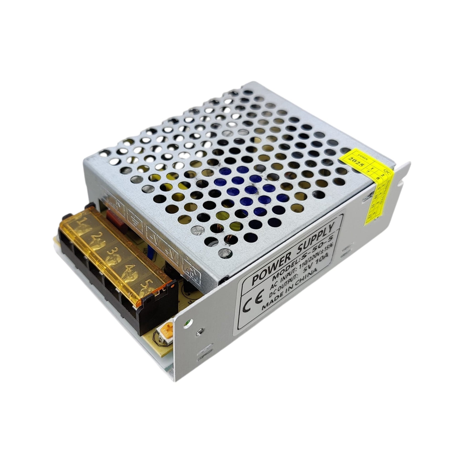 5V 10A AC to DC transformer with screw terminals model S-50-5.