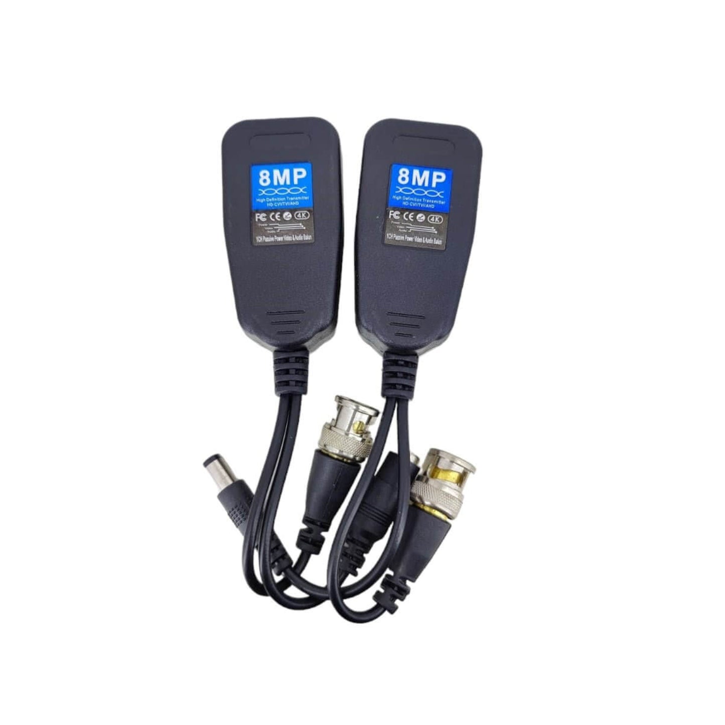 8MP 4K passive video and power balun pair for HD-CVI, HD-TVI, and HD-AHD cameras.