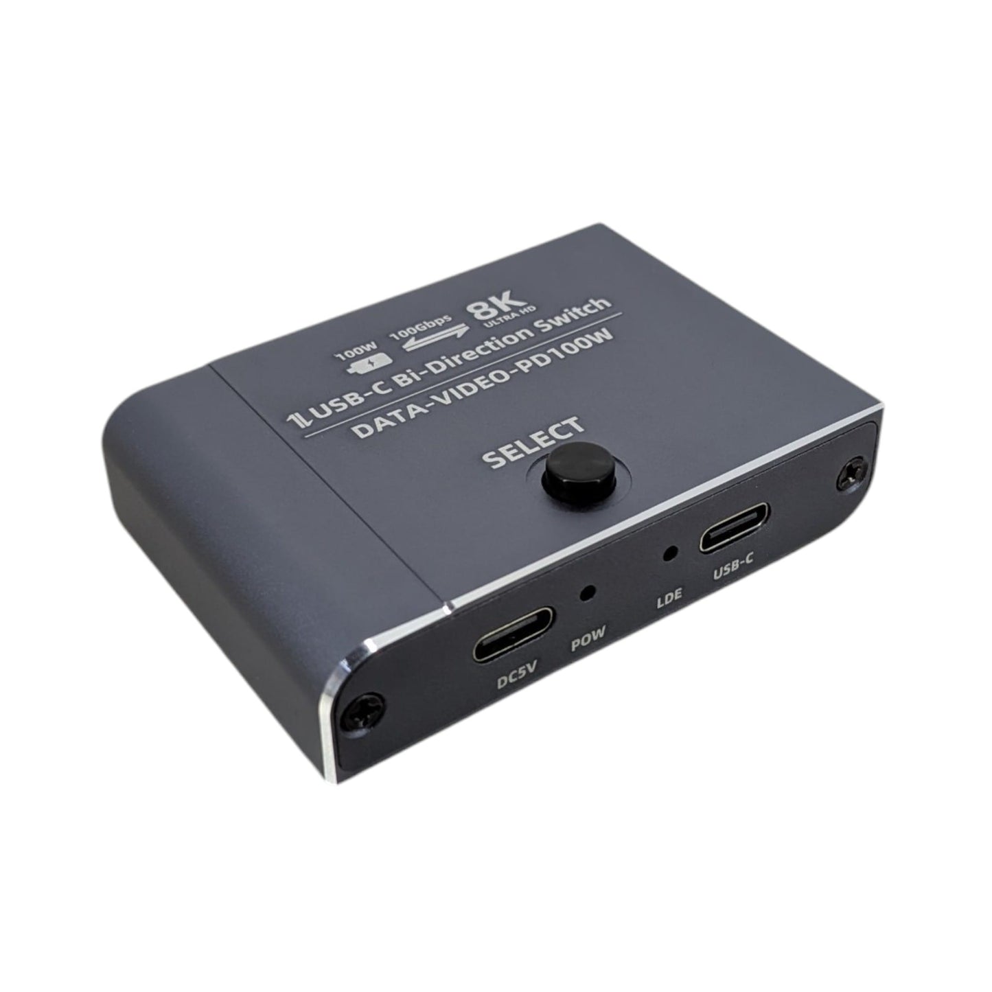 8K USB-C 雙向切換器正面外觀，展示一鍵切換按鈕。新昌電腦深水埗門市提供現貨及技術支援。