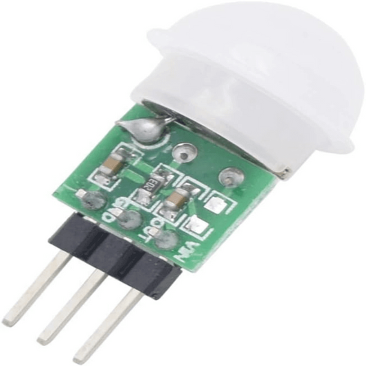 AM312 Infrared Sensor Module with three pins for motion detection, ideal for 2.7-12V electronic projects.