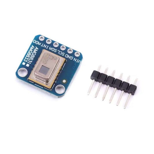 AMG8833 8x8 IR thermal imager array sensor module with pin headers for Raspberry Pi projects, front view.