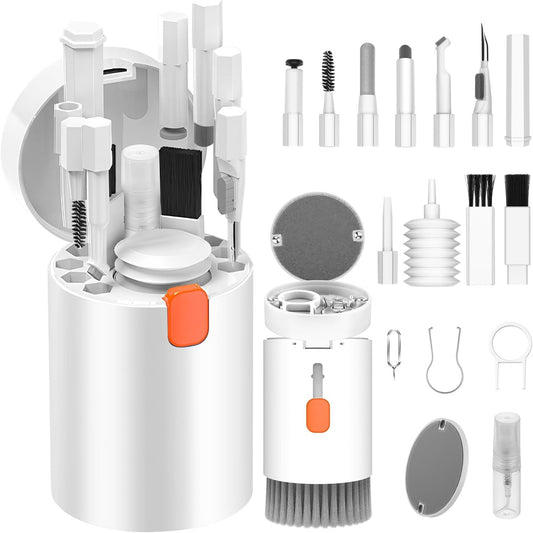 20-in-1 Electronics Cleaning Kit with multifunctional brushes and tools for cleaning devices, screens, and keyboards.