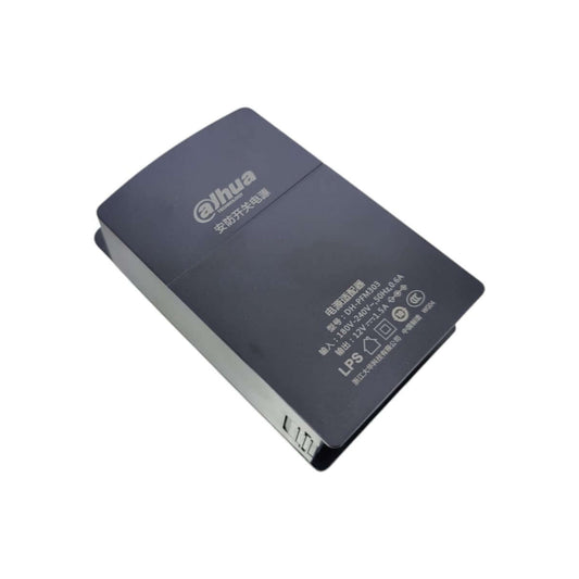 Dahua 12V 1.5A CCTV power adapter for reliable power supply to security cameras and DVRs.