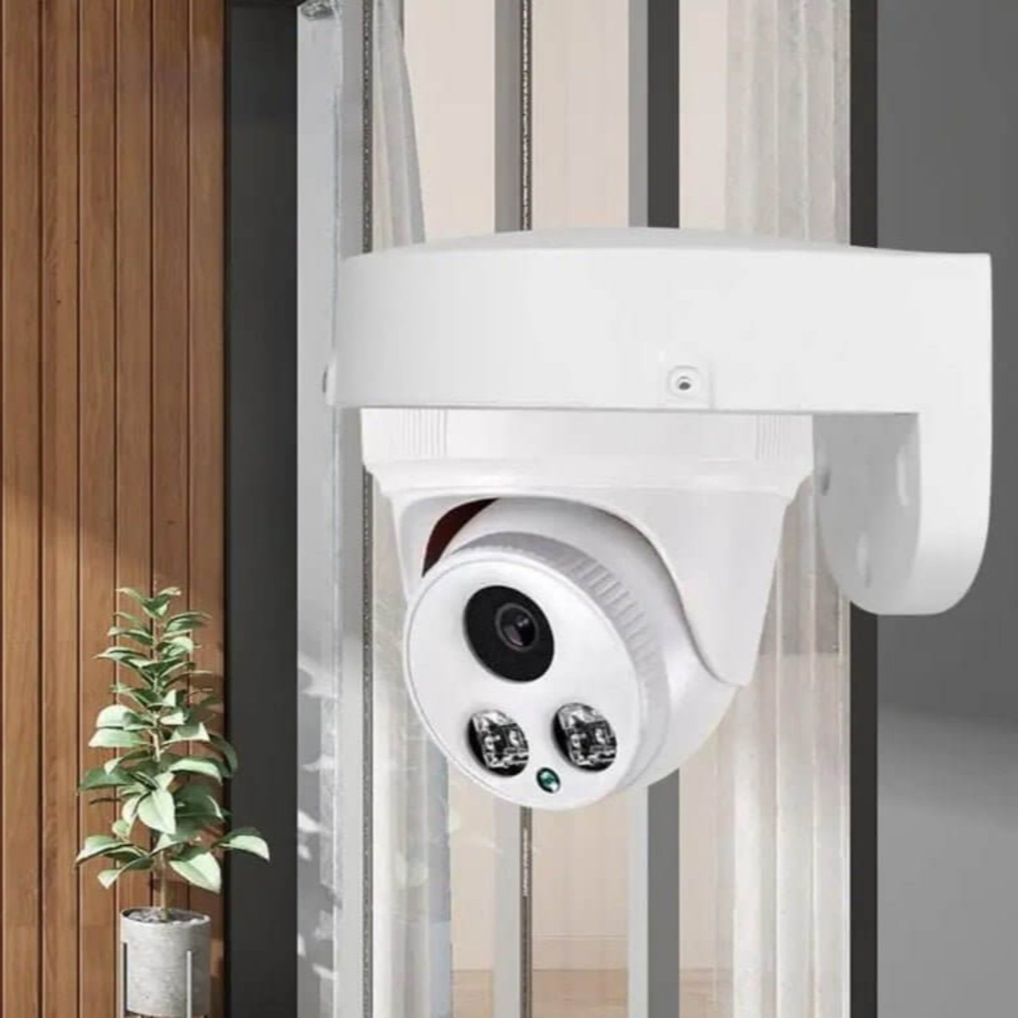 Universal waterproof dome camera ceiling mount with sleek design and cable management for security systems.