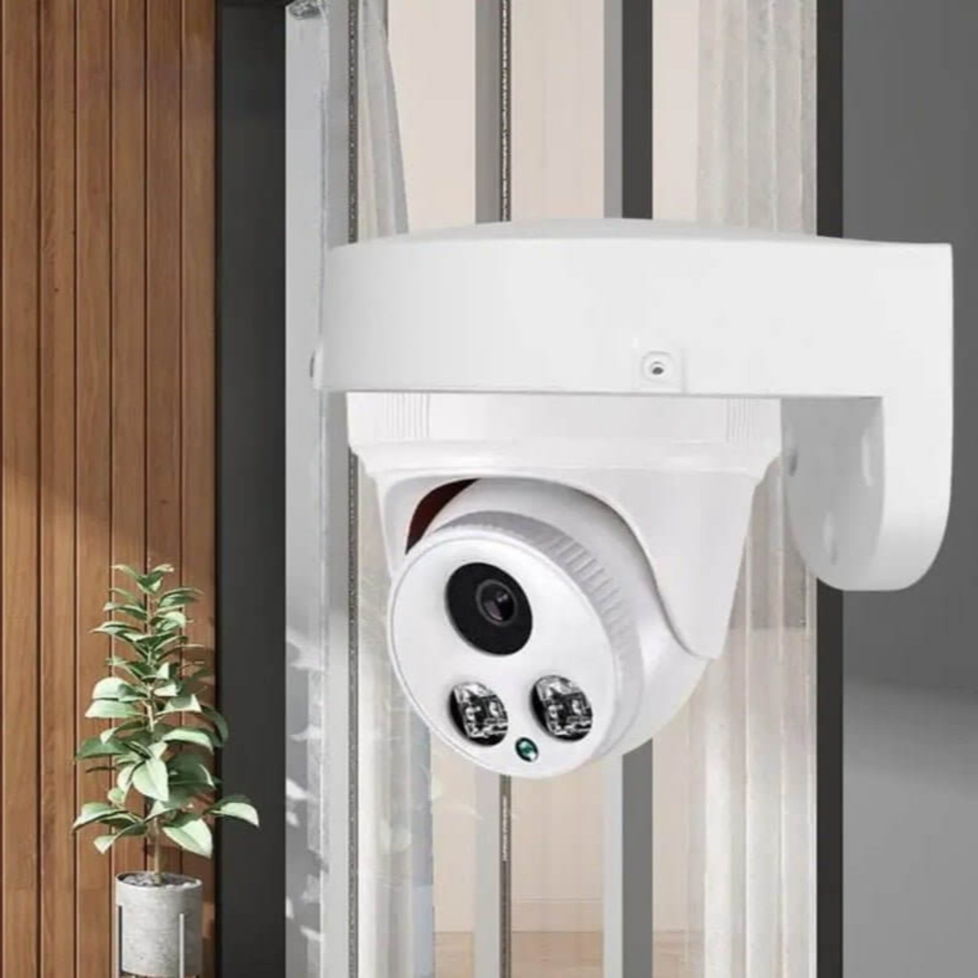 Universal waterproof dome camera ceiling mount with sleek design and cable management for security systems.