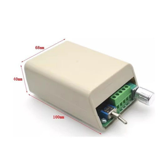 DC5-36V brushless motor speed controller with potentiometer and dimensions for precise control.