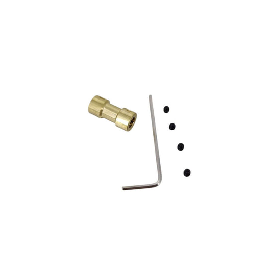 High-quality brass coupling with 5mm inner diameter, Allen key, and set screws for easy installation.