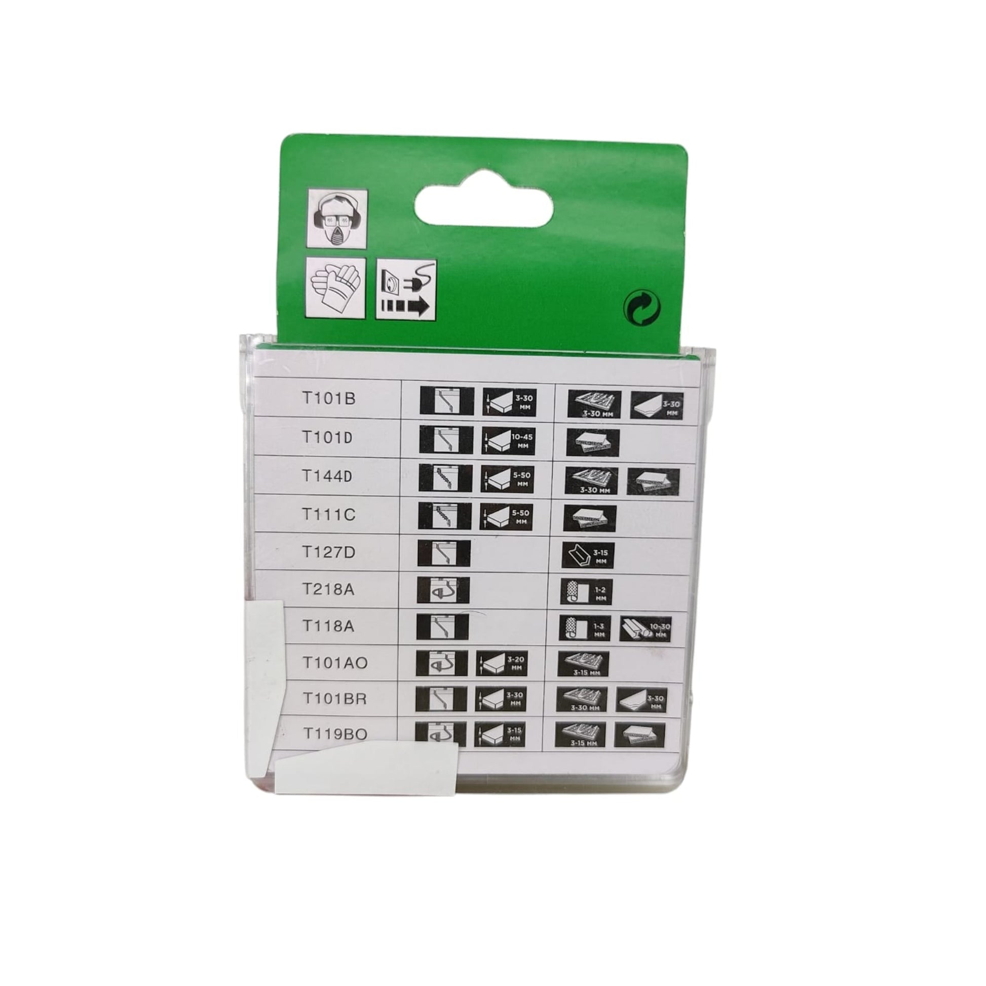 Jigsaw Blade Set - 10-Piece Mixed Kit for Wood with various blade types displayed on packaging.