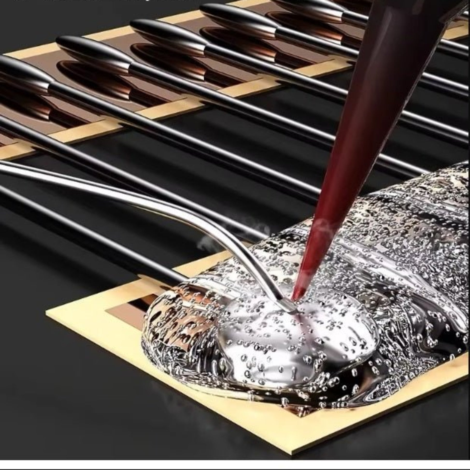 Lanrui K9 desoldering paste application demonstrating low smoke, low odor, and easy flow for efficient soldering.