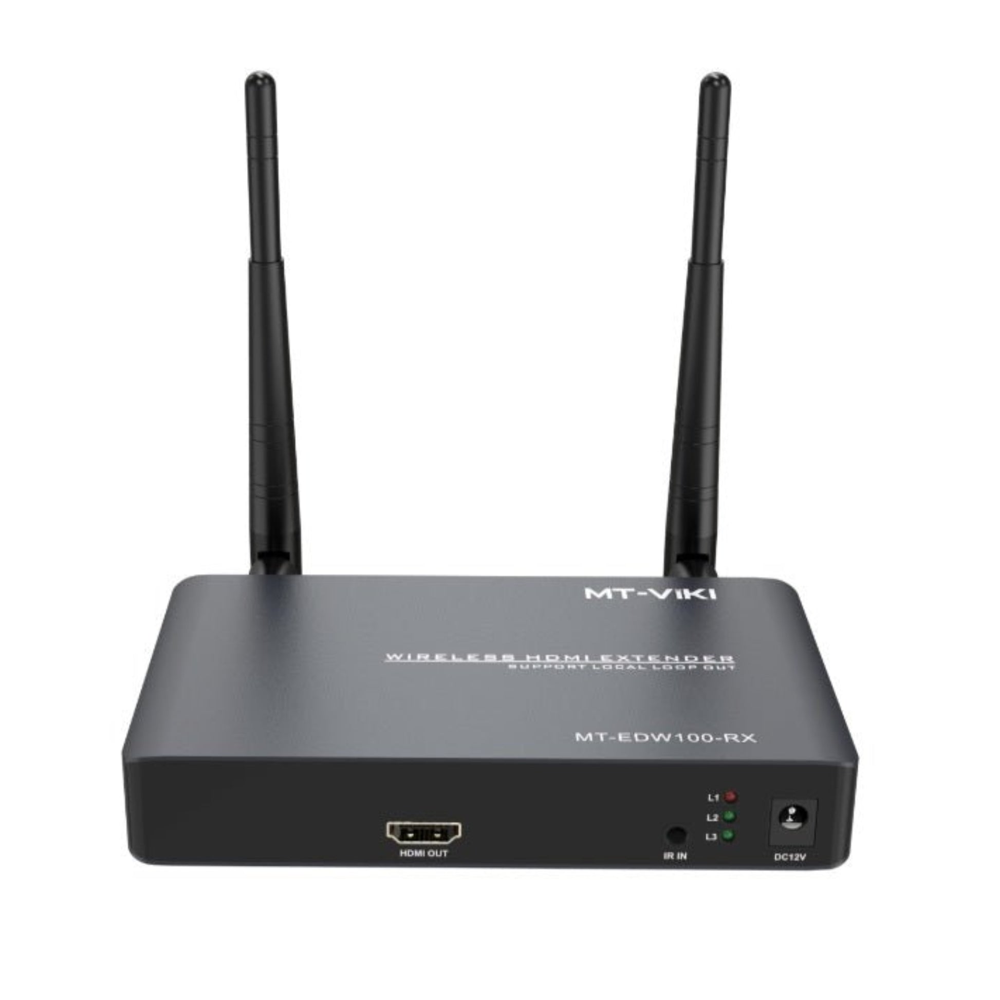 MT-VIKI MT-EDW100 Wireless HDMI Extender with dual antennas for 1080P video transmission up to 100 meters.