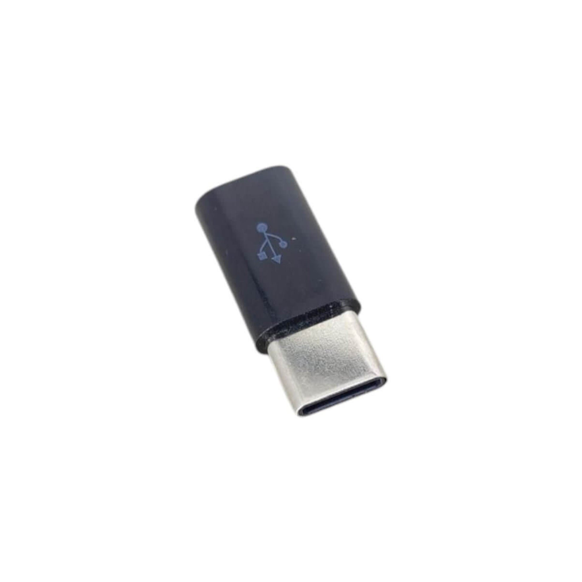 Micro USB Female to Type-C Male adapter for charging and data sync, compact and easy to use.