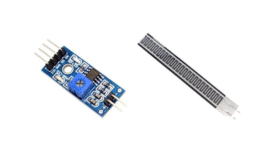 Resistive Thin Film Pressure Sensor (FSR) with amplifier module, ideal for force detection in electronics and robotics.