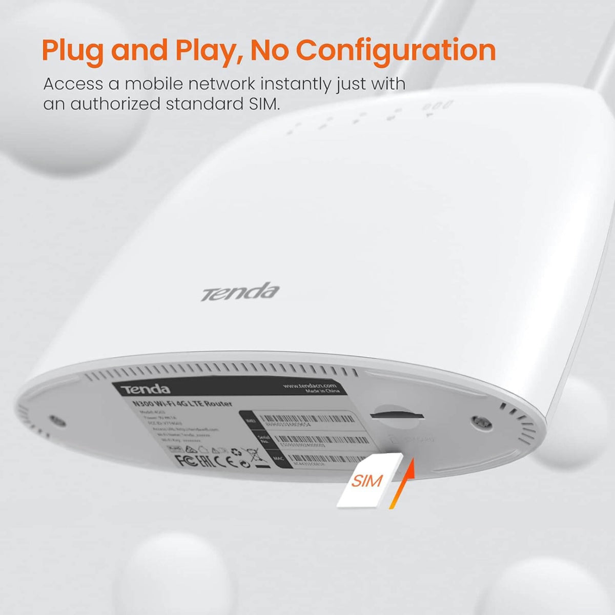 Tenda Routersim Tenda 4G06 4G LTE SIM Router with VoLTE & RJ11 (N300)
