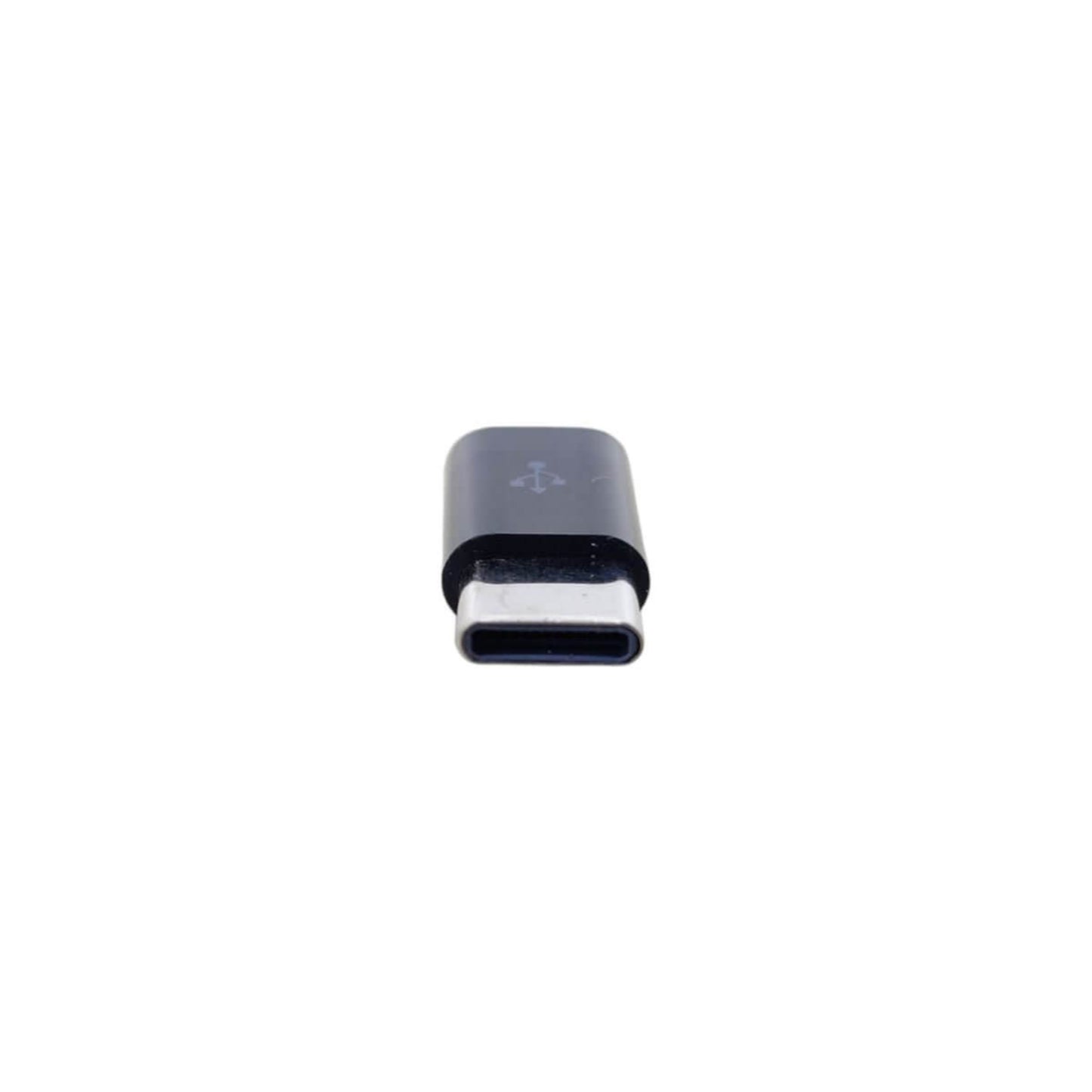 Micro USB Female to Type-C Male Adapter for charging and data sync, compact and convenient for device connectivity.