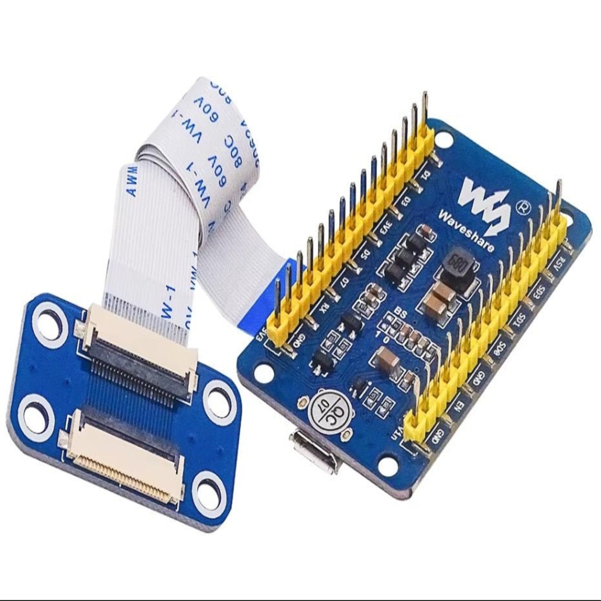 ESP32 E-ink display module with connector and ribbon cable for wireless image display applications.