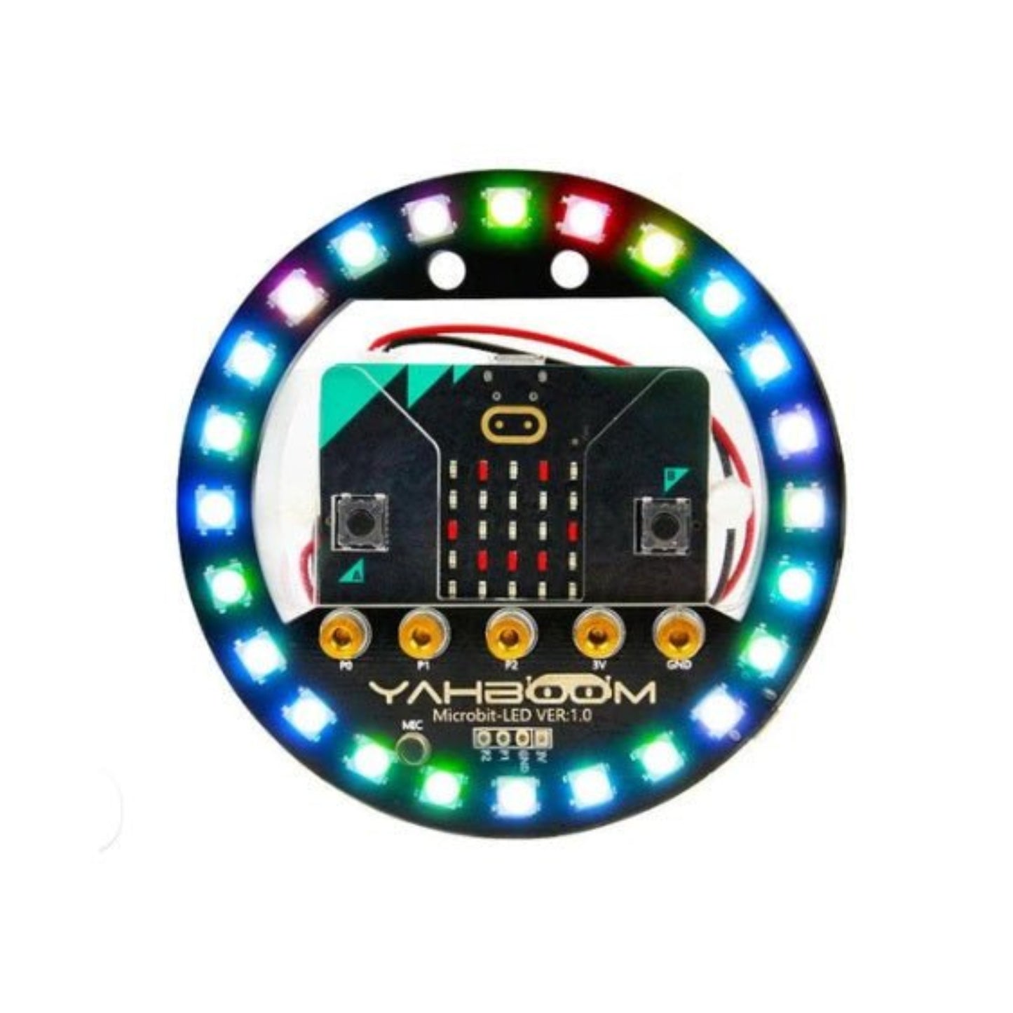 Yahboom Micro:bit V2 RGB Ring LED Set with programmable RGB lights for STEM education and robotic control.