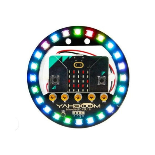 Yahboom Micro:bit V2 RGB Ring LED Set with programmable RGB lights for STEM education and robotic control.