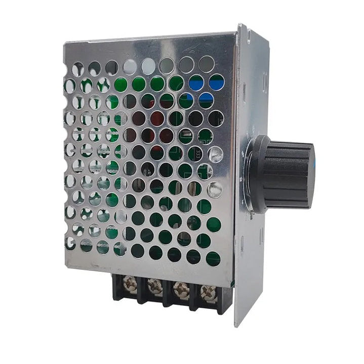 Top view of AC motor speed controller showing metal mesh heat dissipation