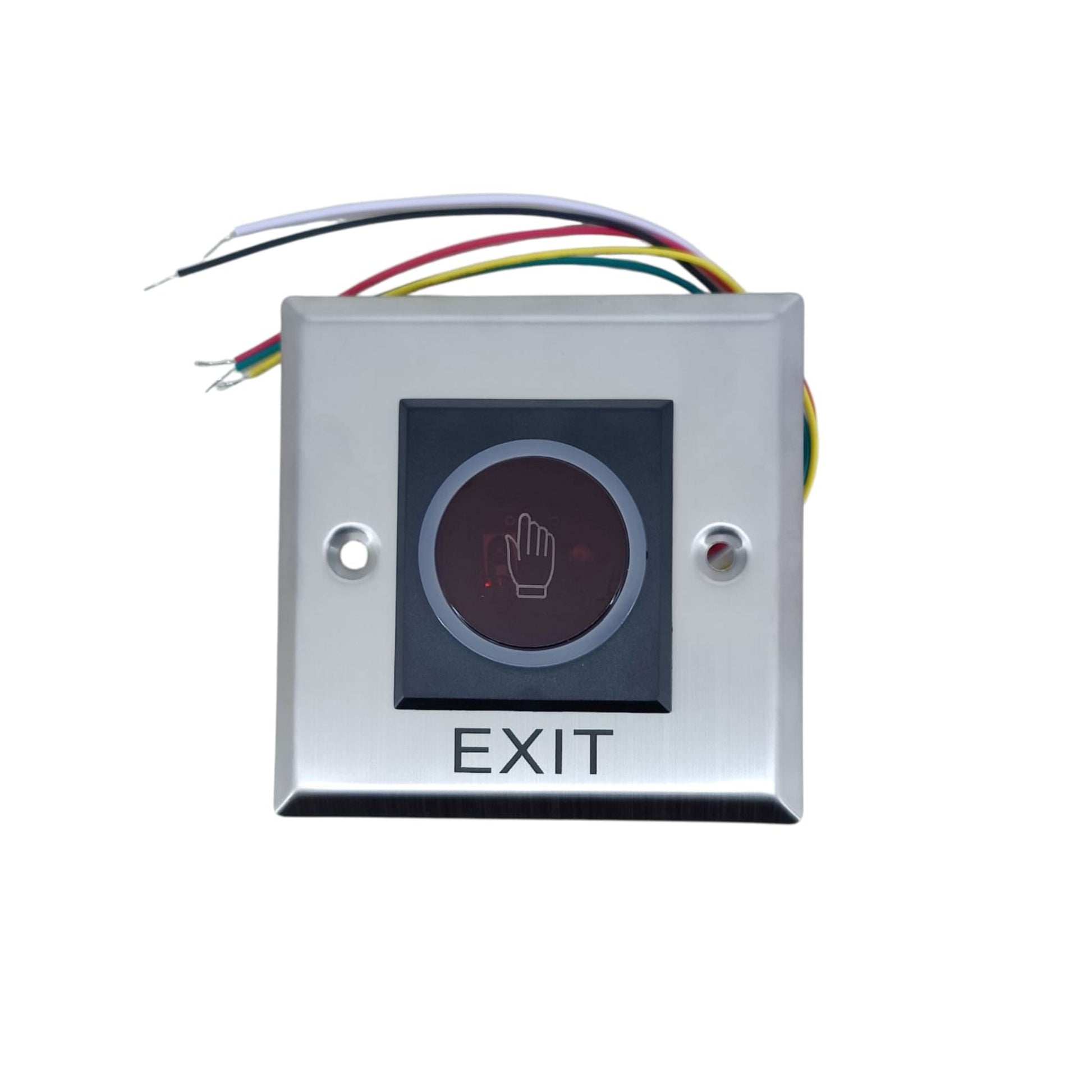 Front view of a No Touch Infrared Exit Button for a door access control system.