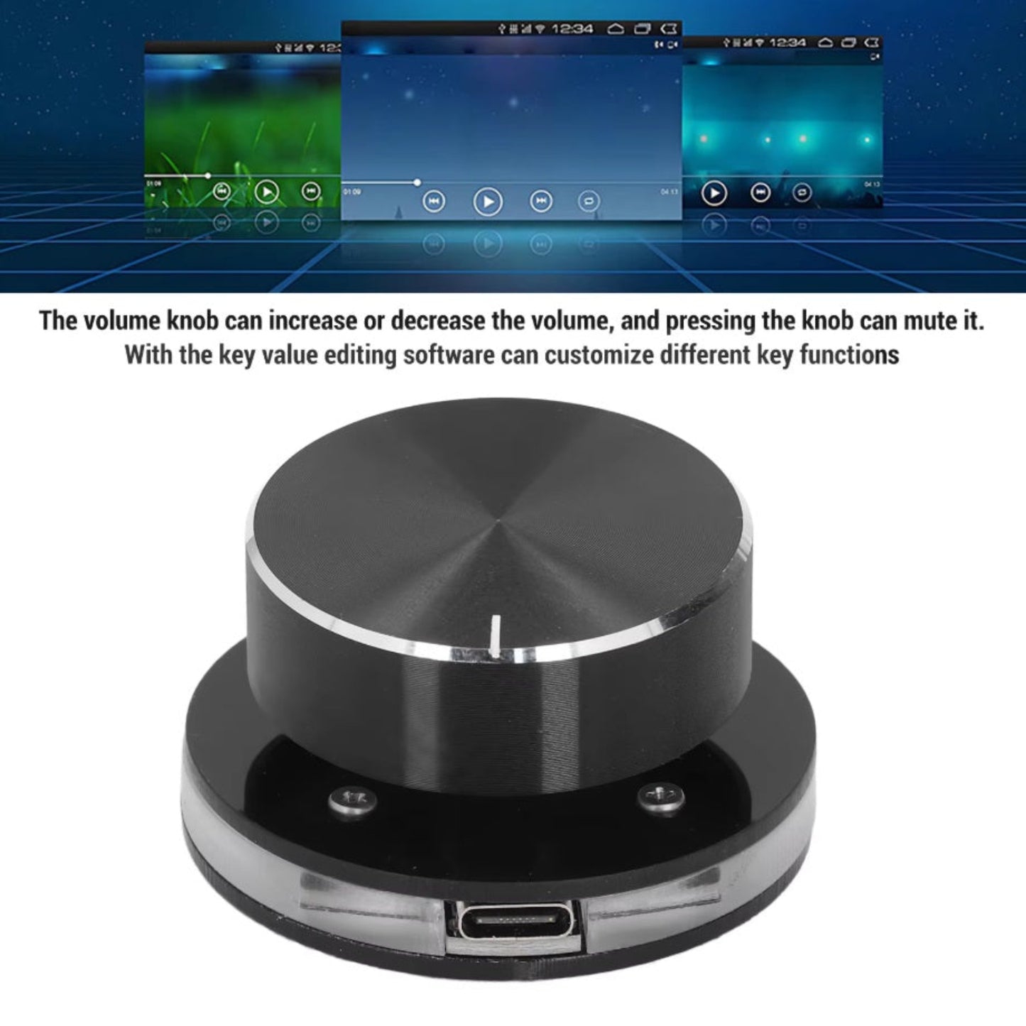 Side profile of the PC volume knob highlighting the transparent acrylic RGB base.
