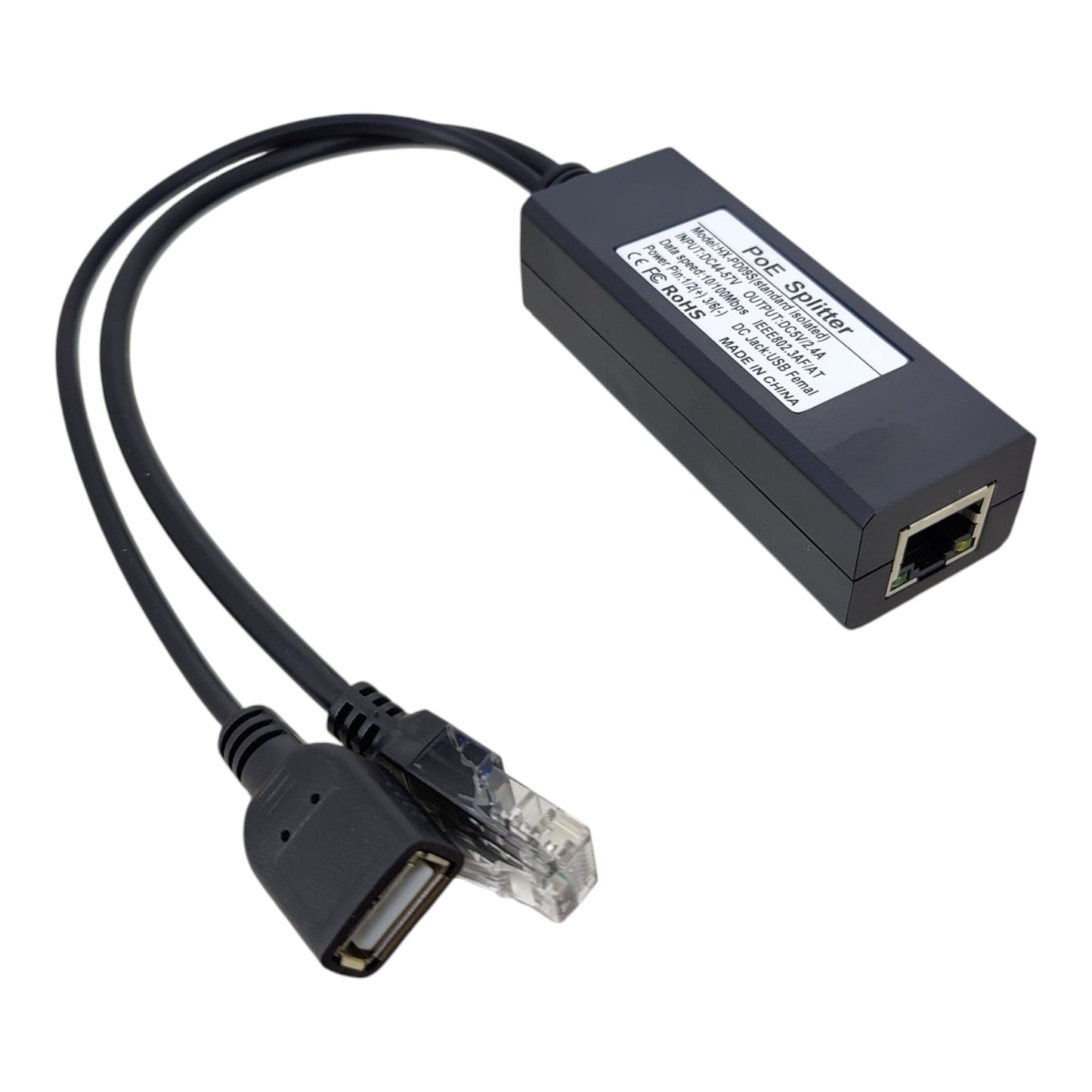 Active PoE Splitter 48V to 5V USB female adapter main view