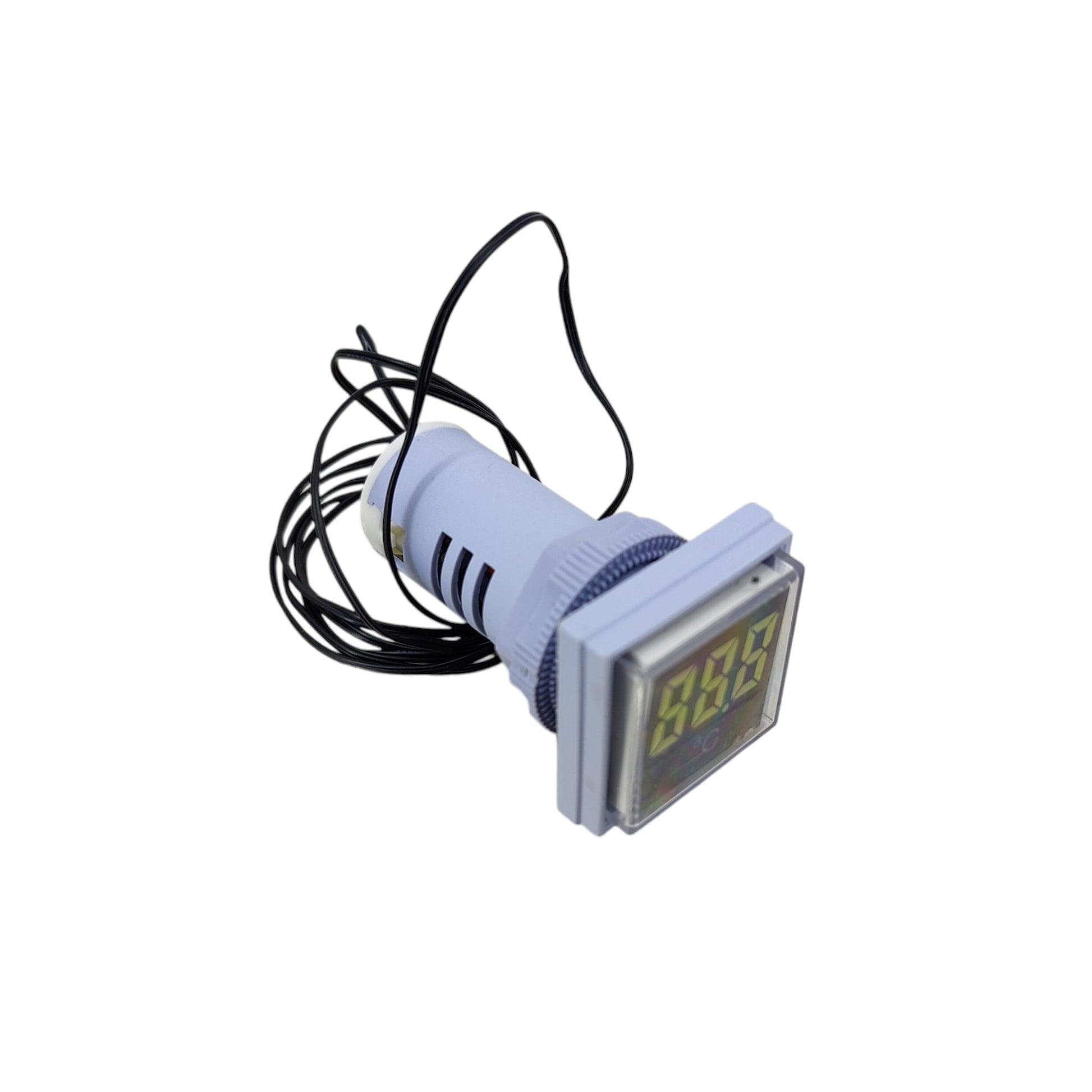 Front view of AD16-22FTM digital temperature panel meter with bright white LED display.