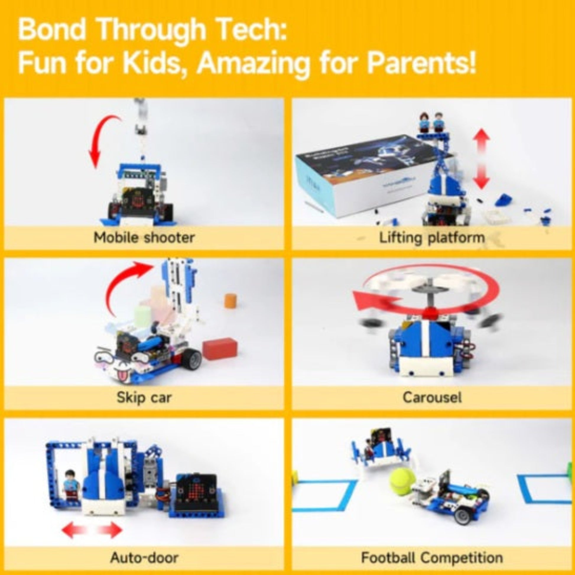 Close-up of advanced sensor modules for the Micro:bit robot kit including ultrasonic and color recognition.