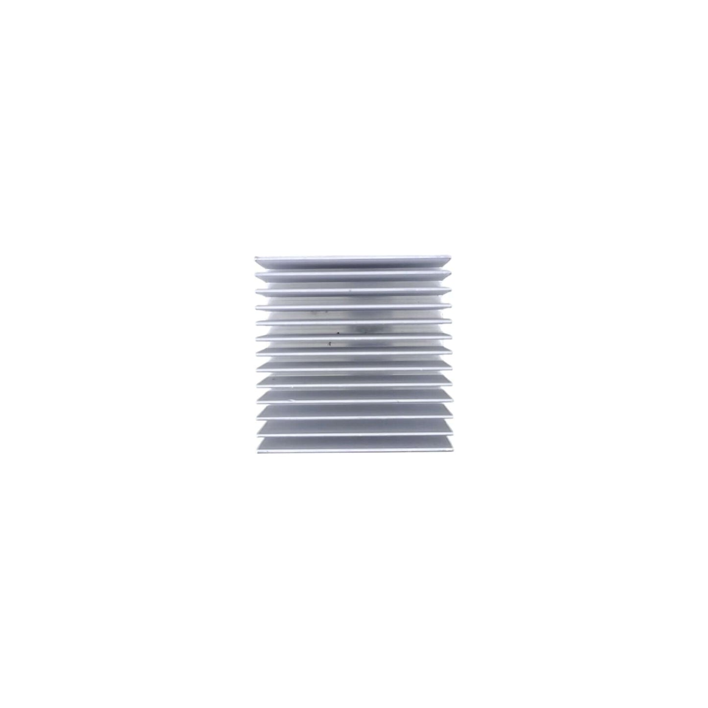 Side profile of a 60x60x35mm silver aluminum heat sink for cooling electronic components like CPUs or amplifiers.
