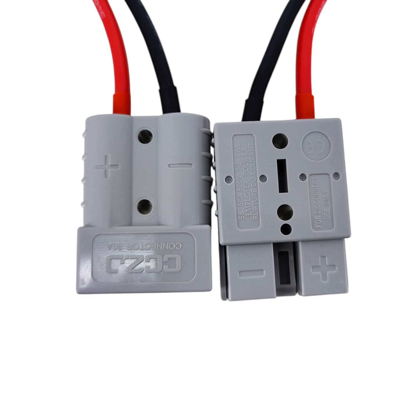 Top view of 50A 600V Anderson style connector housing with CCZJ branding