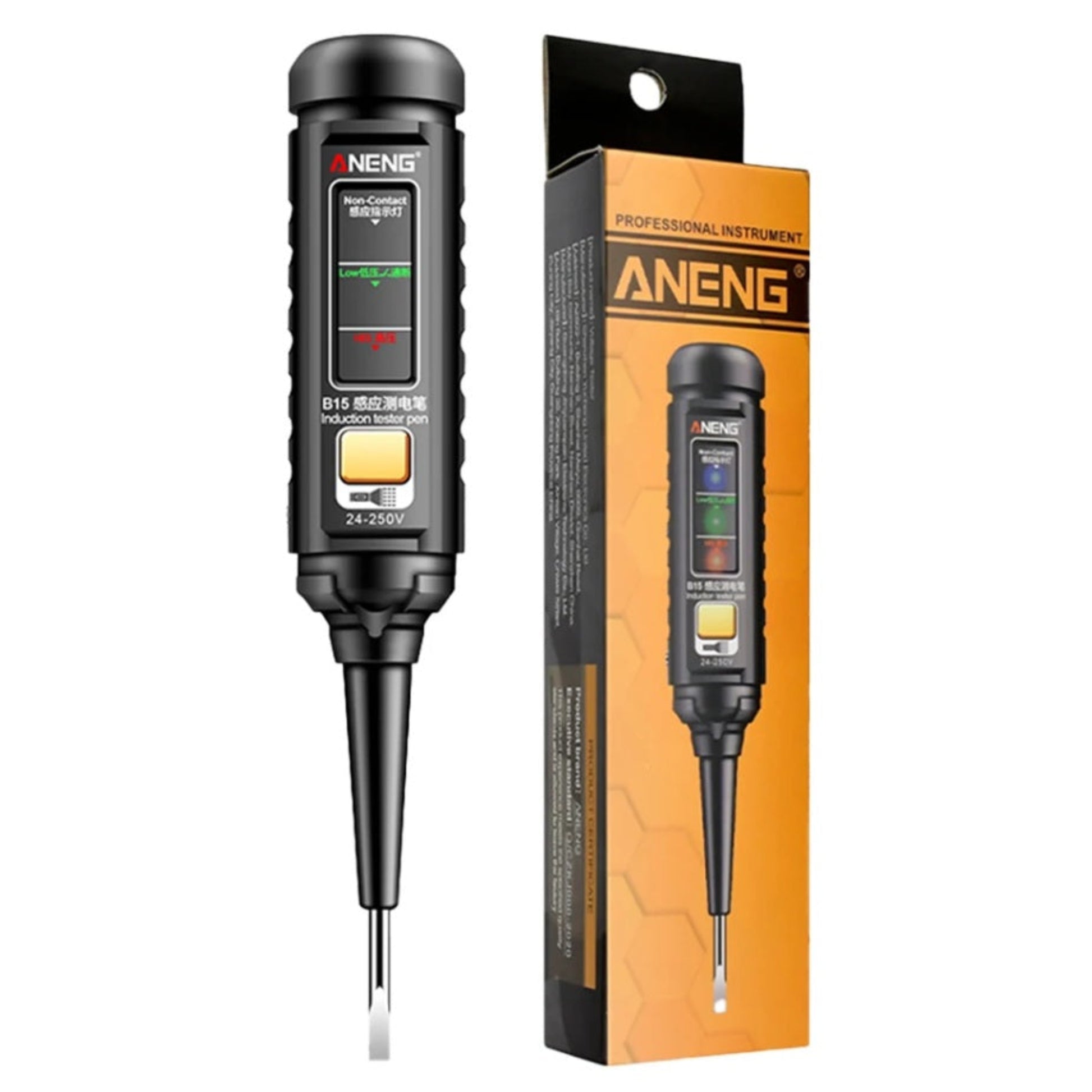 ANENG B15 24-250V NCV 非接觸式測電筆連包裝盒。深水埗新昌電腦有售，提供專業技術支援及到店取貨服務。