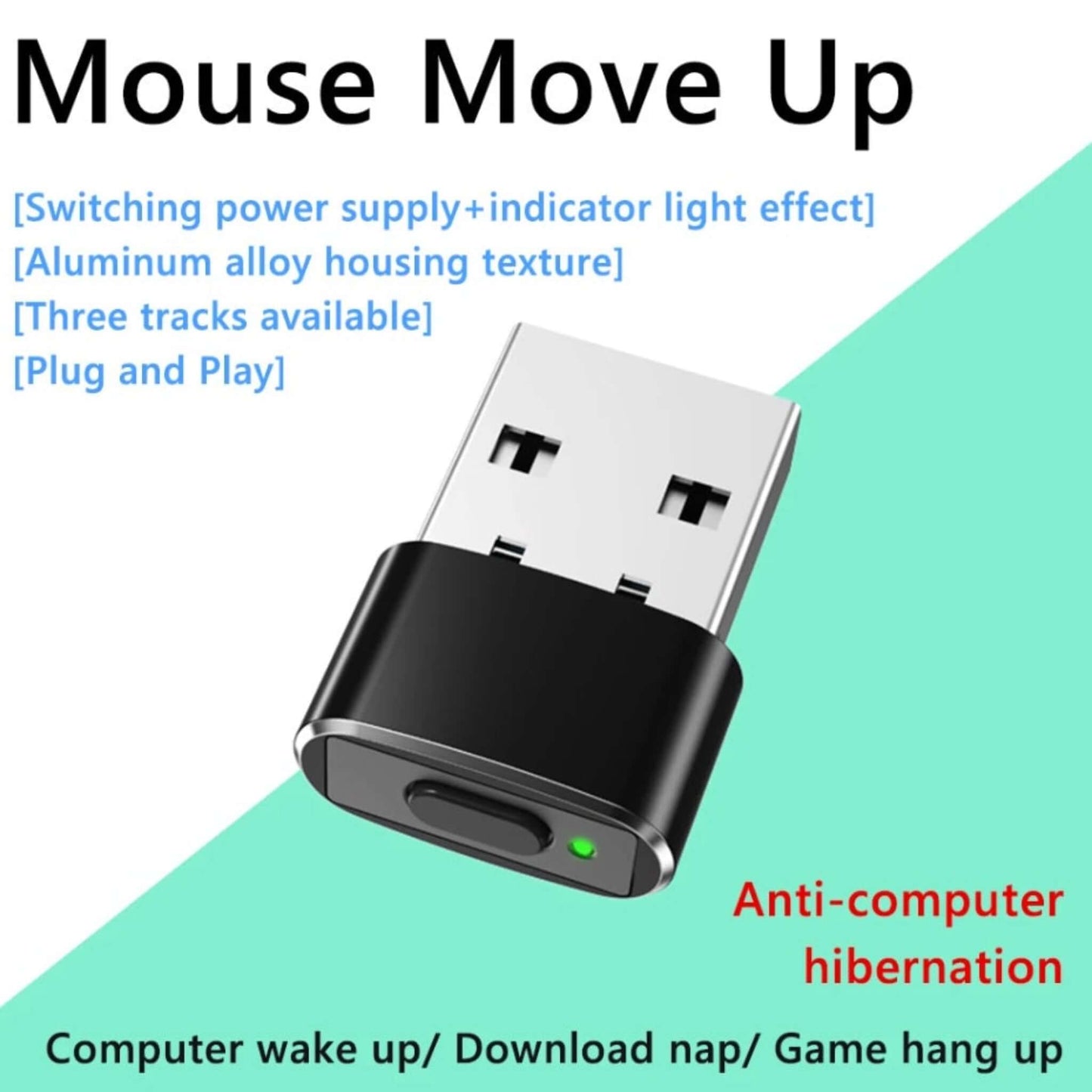 USB mouse shaker prevents computer hibernation for downloads, gaming, and remote work.