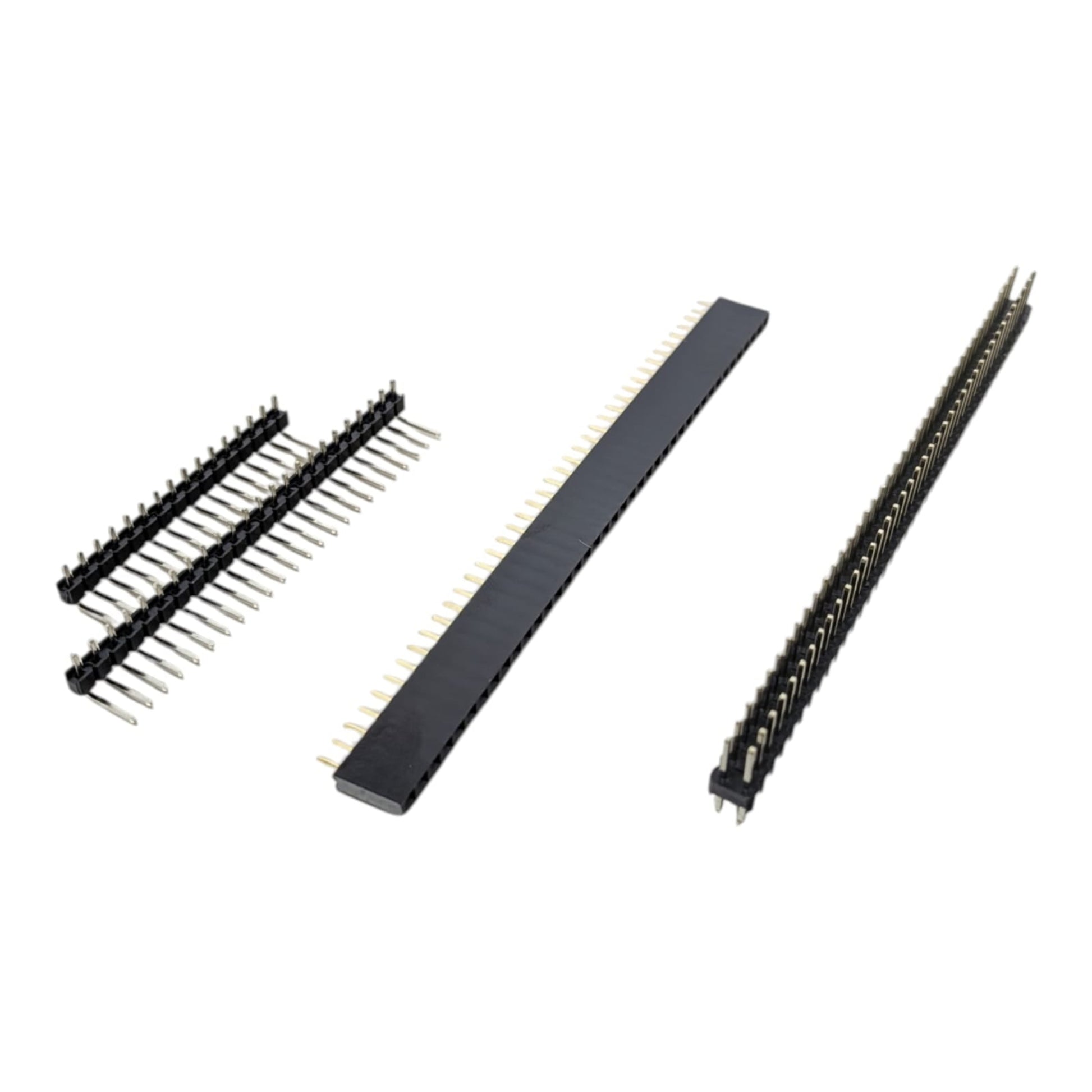 Set of standard 2.54mm pin headers and sockets for electronic prototyping