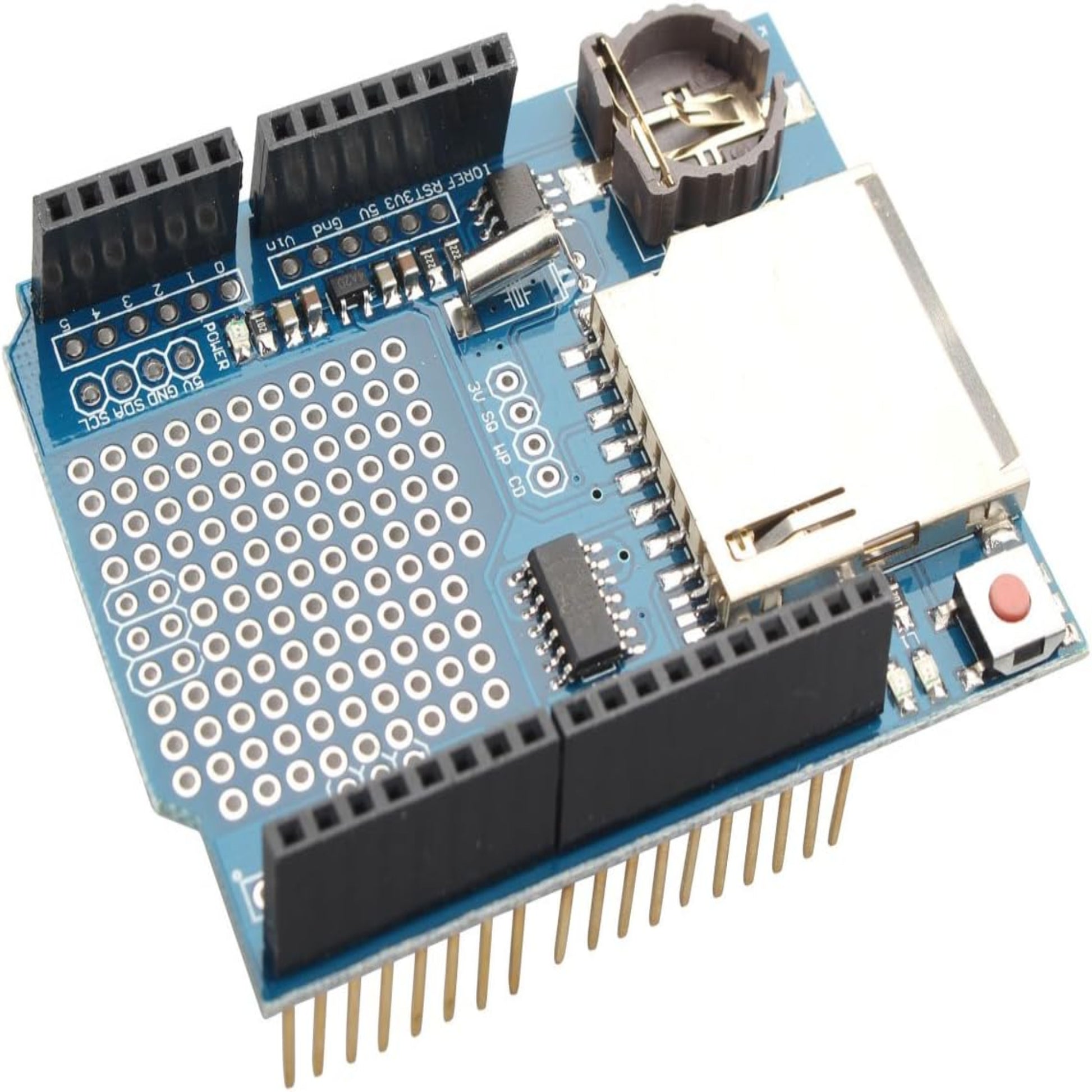 Data Logger Module Shield for Arduino with SD Card Interface, ideal for data recording and logging applications.