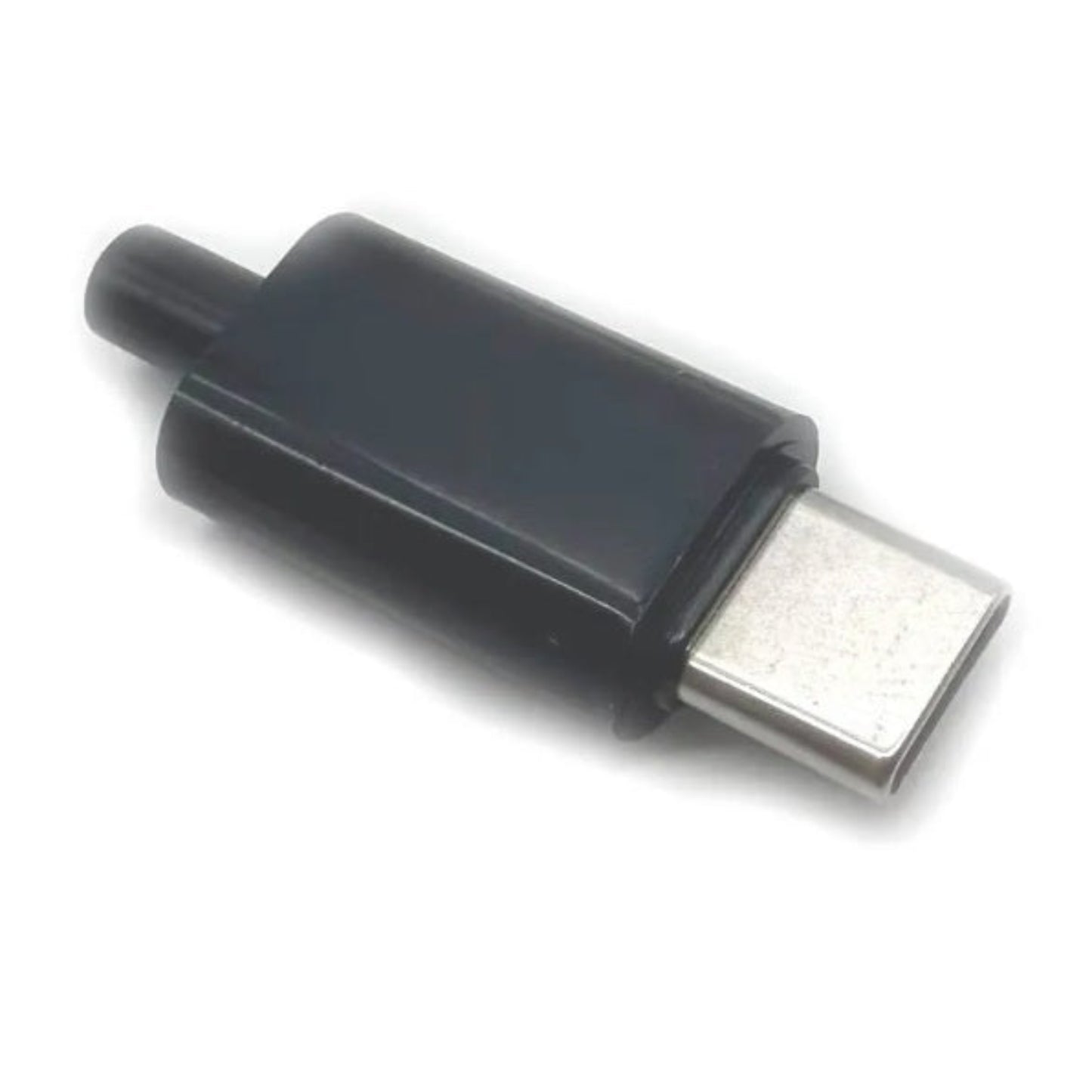 Fully assembled USB 3.1 Type-C male solder connector with professional black plastic housing and sleek finish.