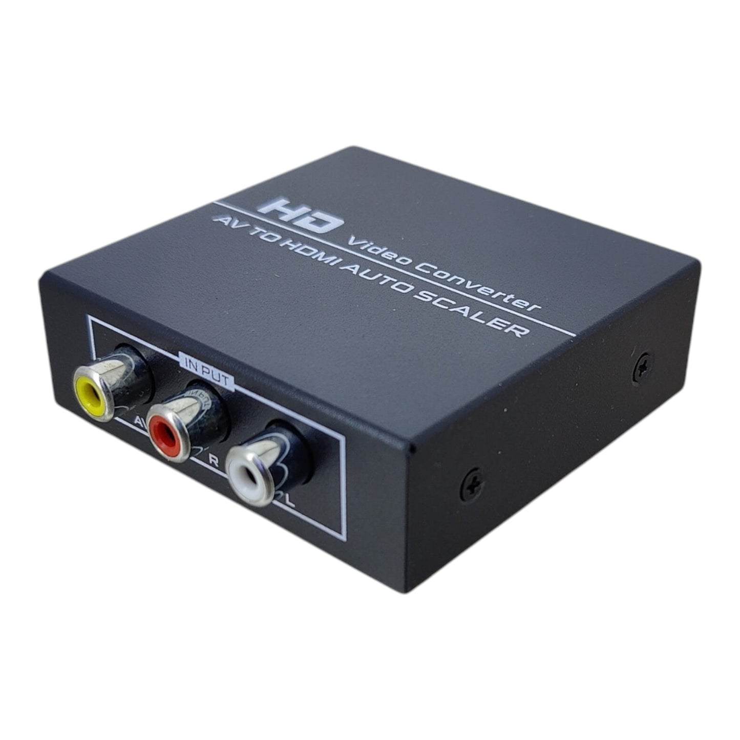 Black AV to HDMI converter box with 1080P scaler
