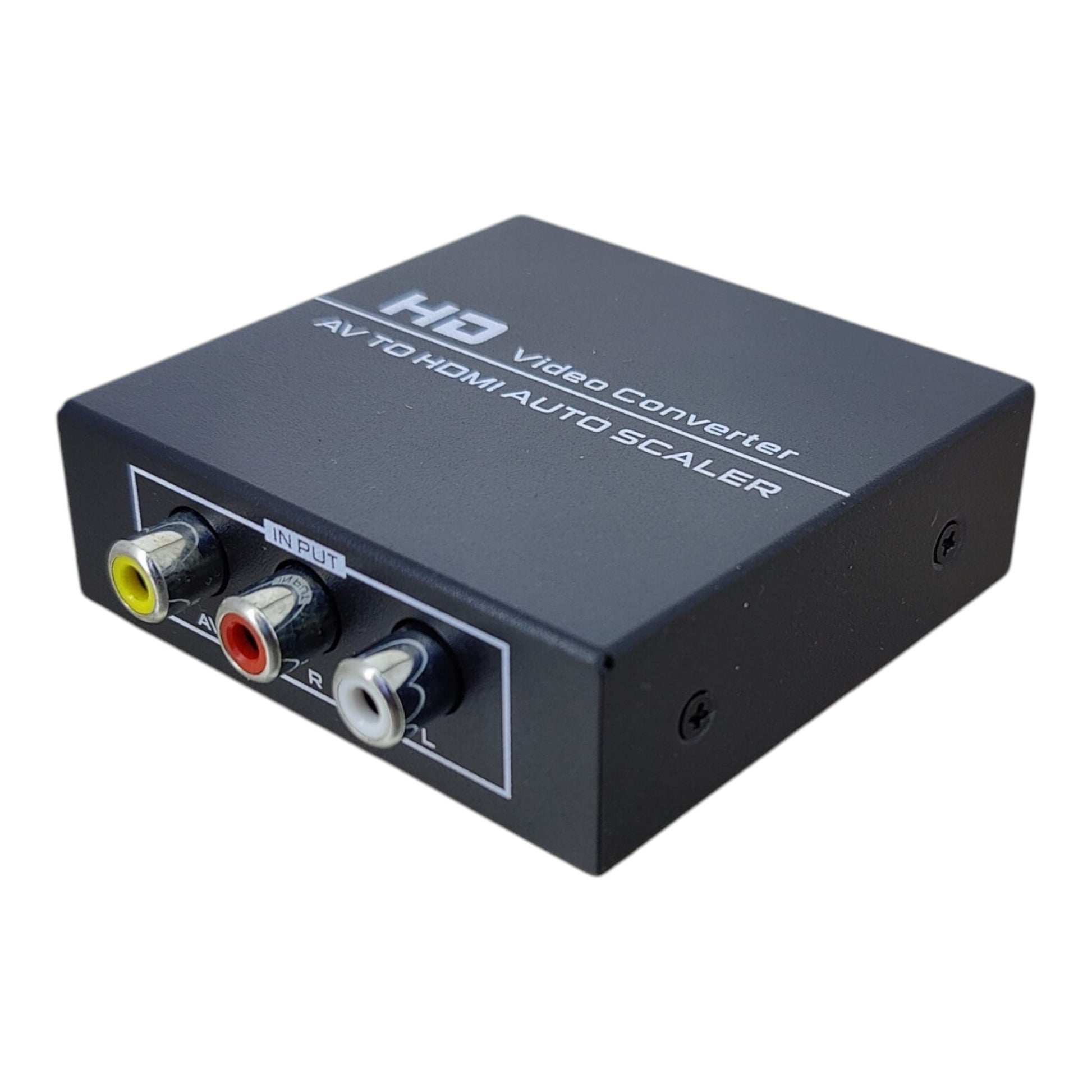 Black AV to HDMI converter box with 1080P scaler